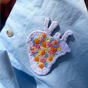 Heart with flowers embroidery brooches/pin
